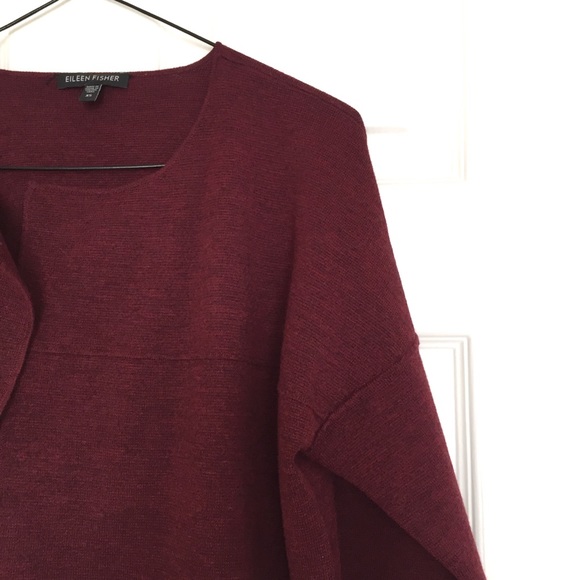 Eileen Fisher Burgundy Wool Boxy Fit Jacket Cardi - Picture 3 of 5